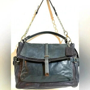 Coach pinnacle Eva lake navy blue leather leather shoulder handbag